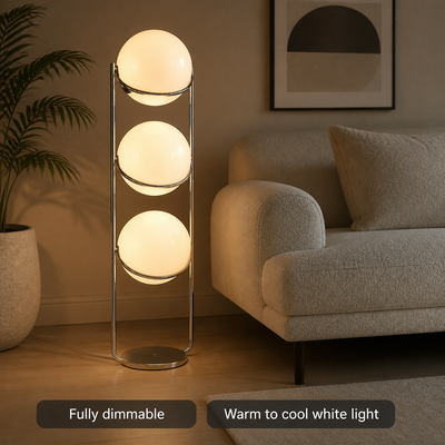 Modern Chrome Acrylic Globe Floor Lamp