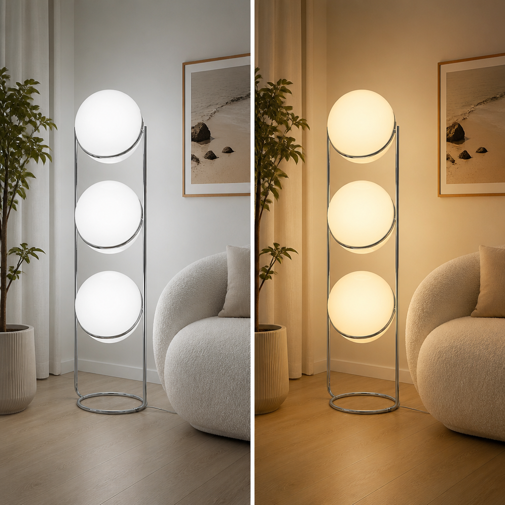 Modern Chrome Acrylic Globe Floor Lamp