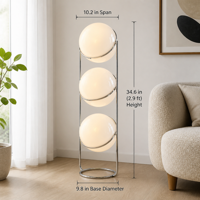 Modern Chrome Acrylic Globe Floor Lamp
