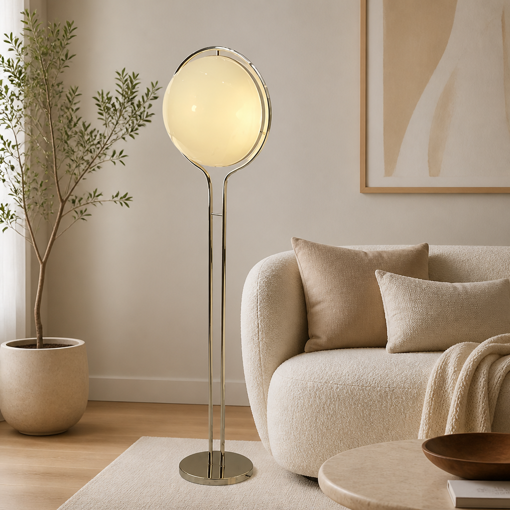 Modern Chrome Acrylic Globe Floor Lamp