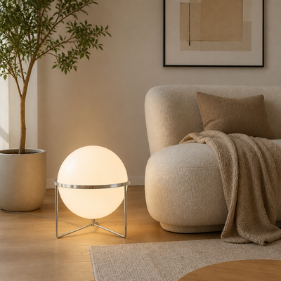 Modern Chrome Acrylic Globe Floor Lamp