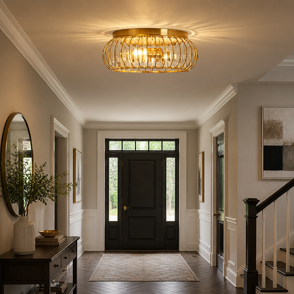 Modern Crystal Cage Ceiling Light