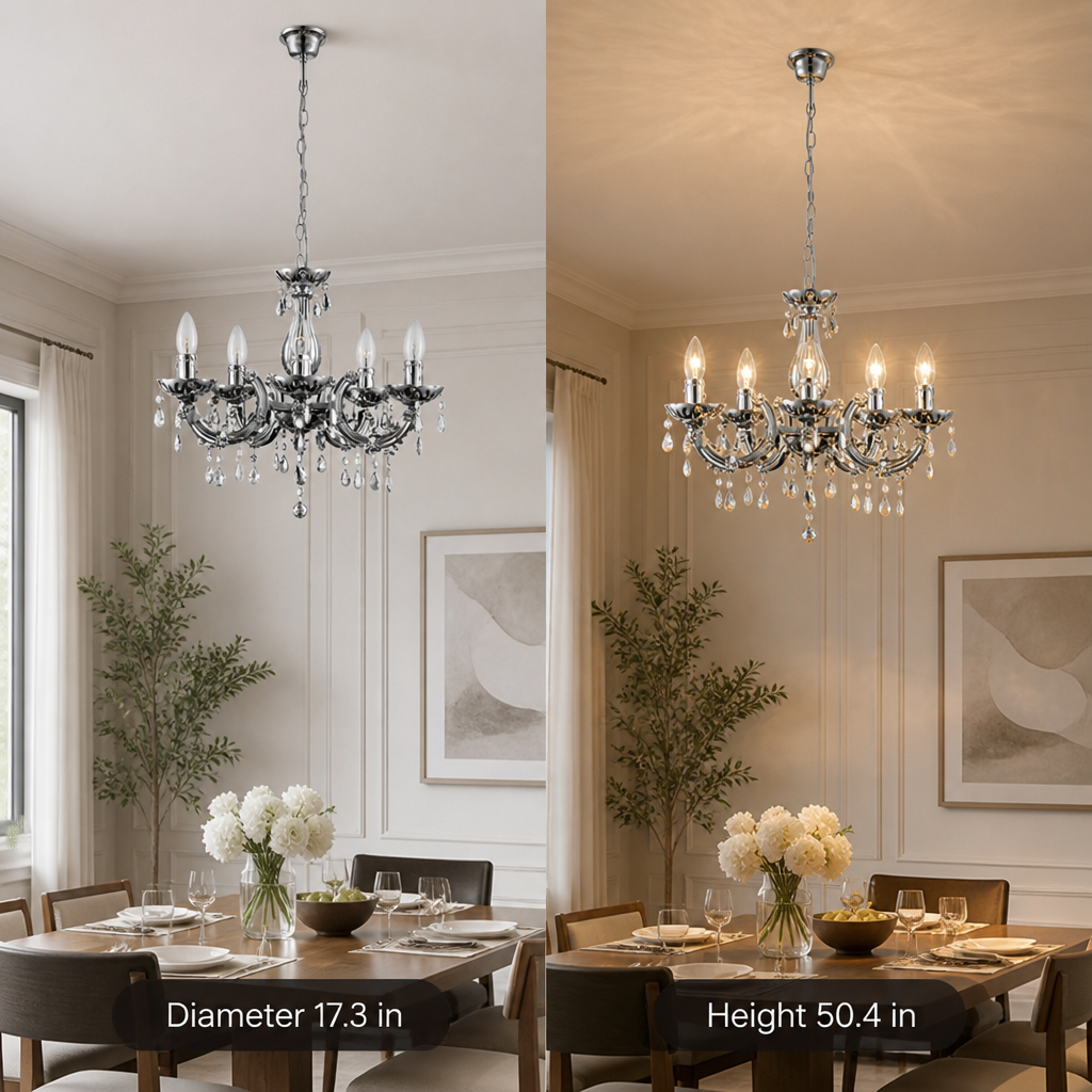 Modern Crystal Five-Arm Chandelier