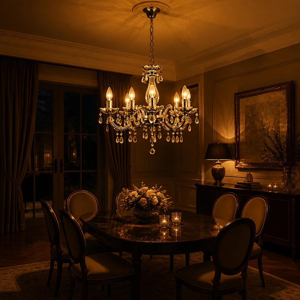 Modern Crystal Five-Arm Chandelier