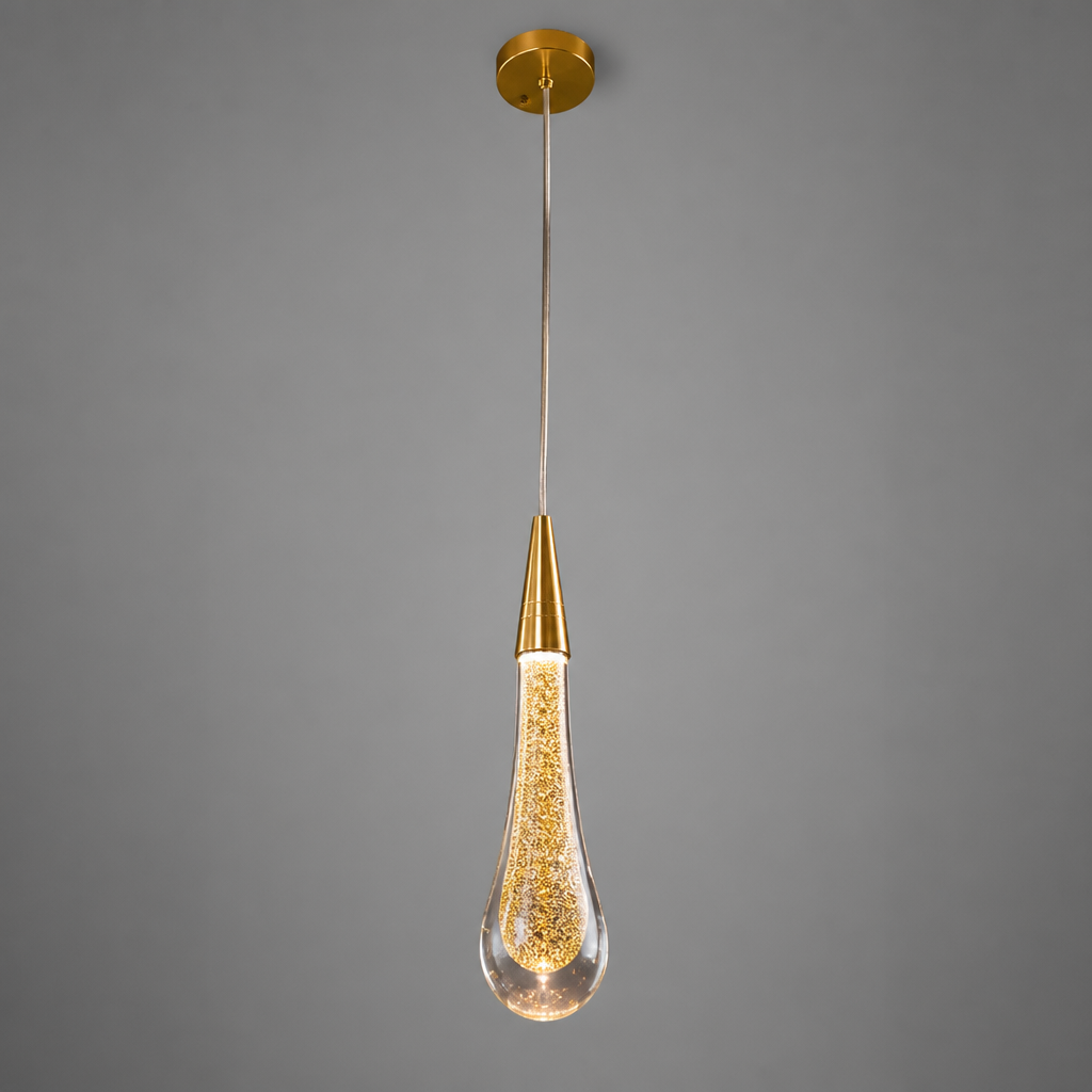 Modern Crystal Glass LED Tear-Drop Pendant Light