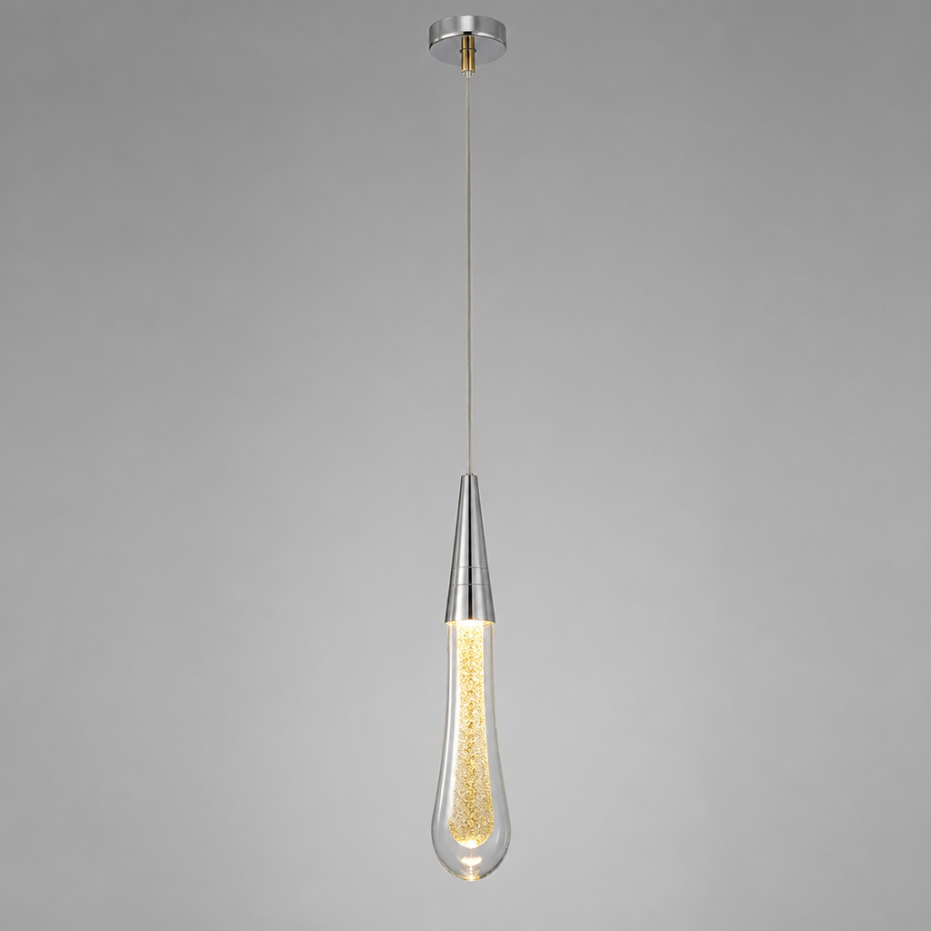 Modern Crystal Glass LED Tear-Drop Pendant Light