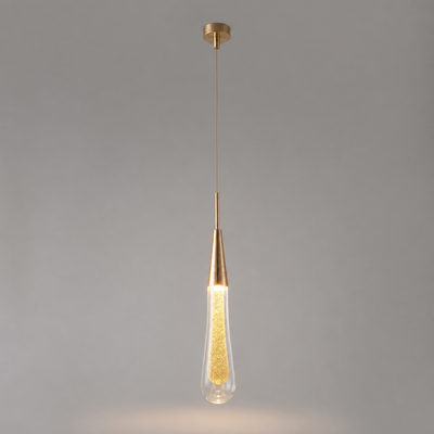 Modern Crystal Glass LED Tear-Drop Pendant Light