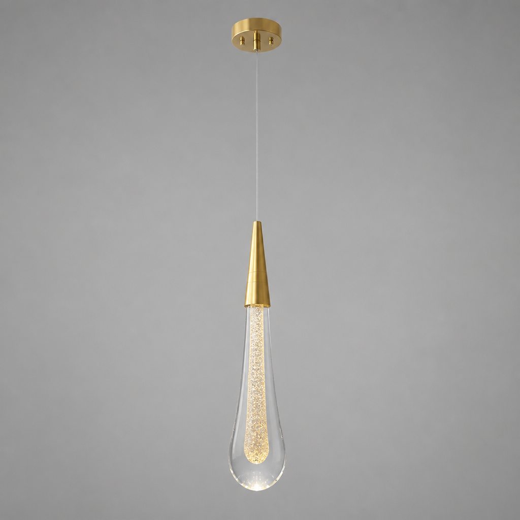 Modern Crystal Glass LED Tear-Drop Pendant Light