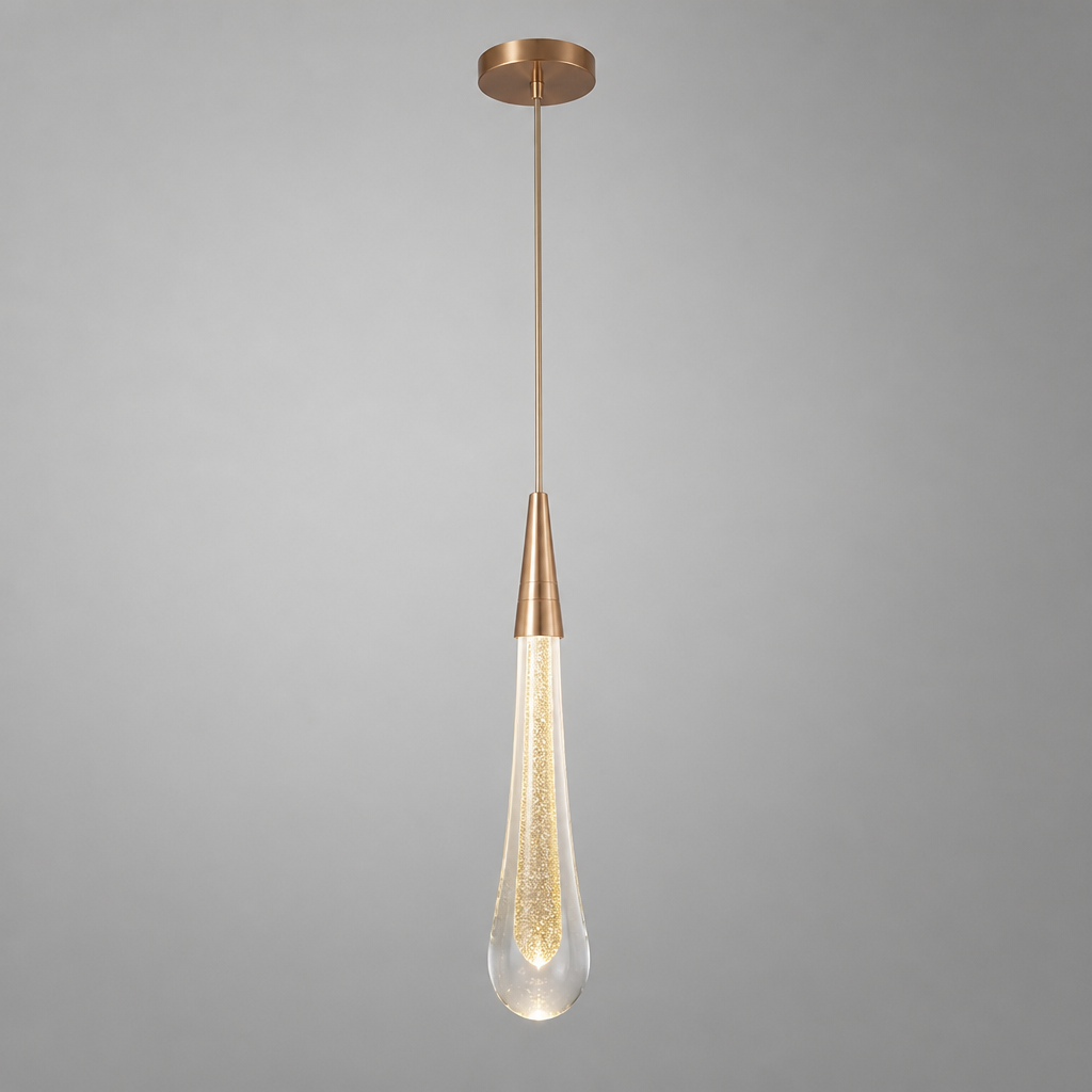 Modern Crystal Glass LED Tear-Drop Pendant Light
