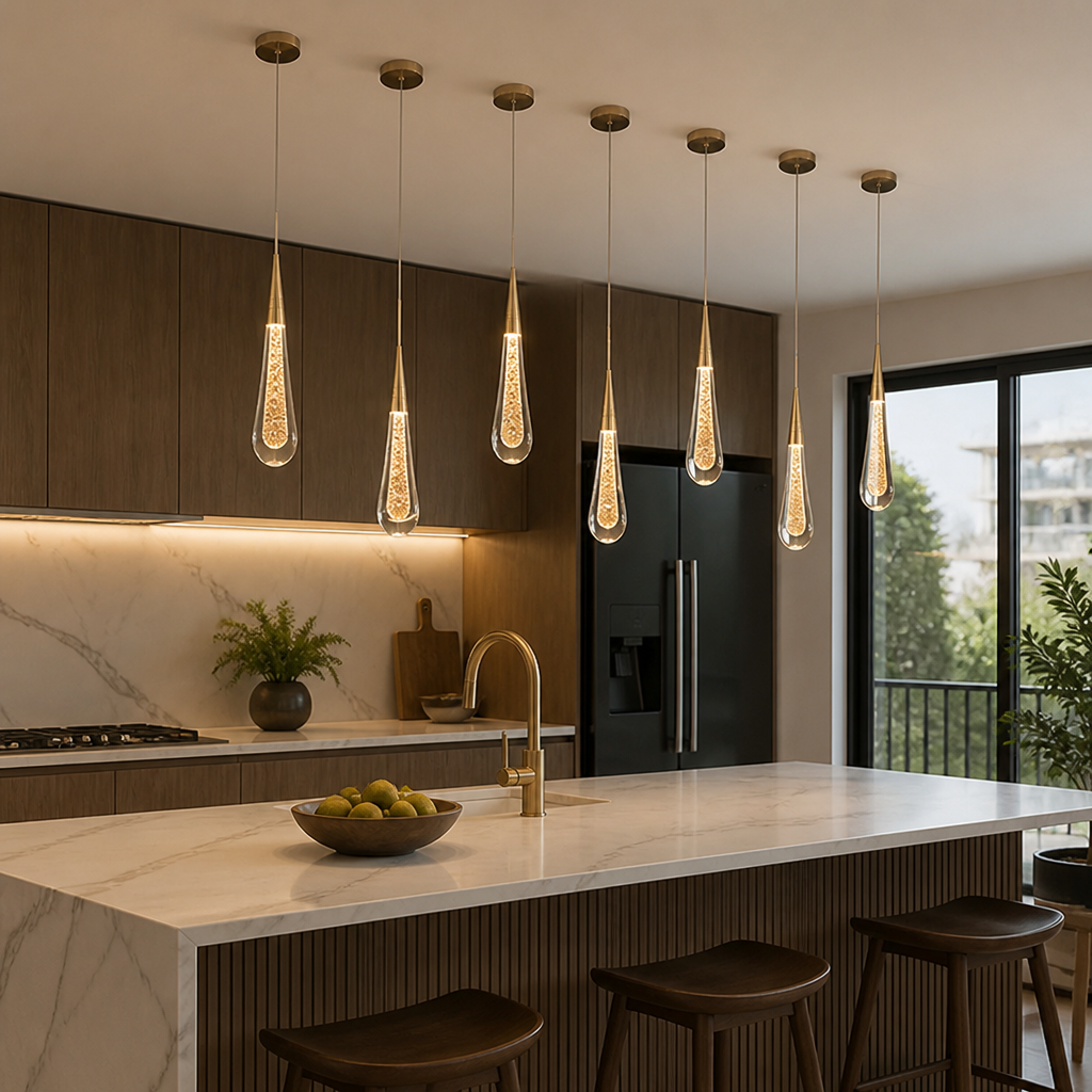 Modern Crystal Glass LED Tear-Drop Pendant Light