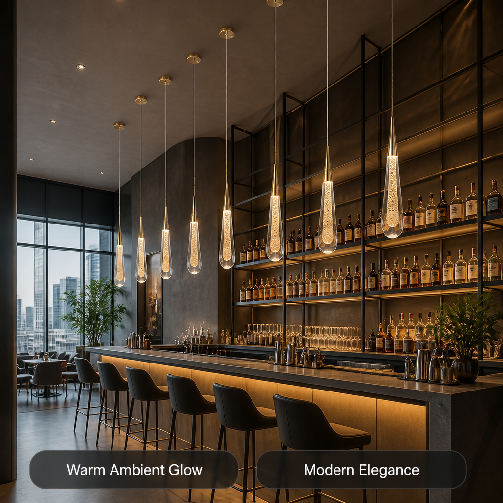 Modern Crystal Glass LED Tear-Drop Pendant Light