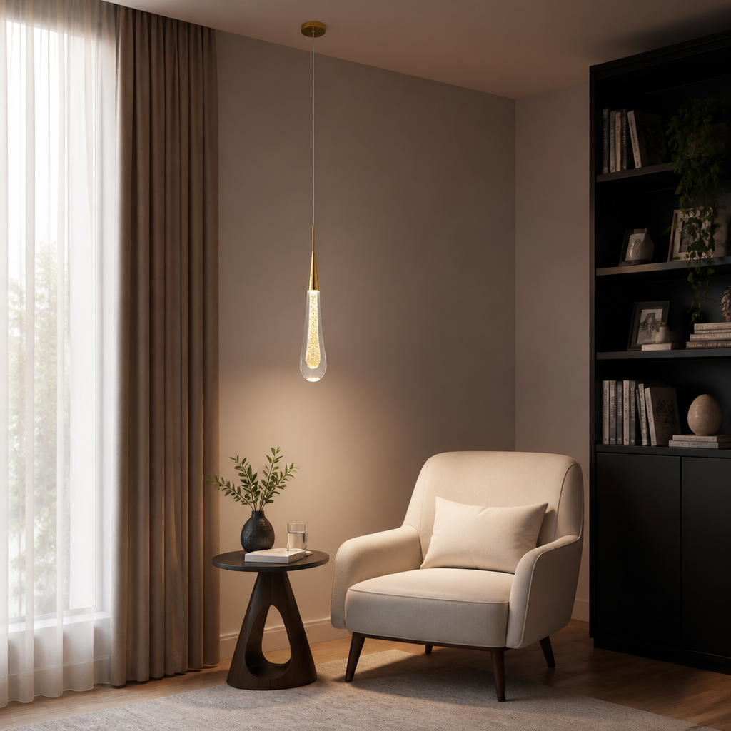 Modern Crystal Glass LED Tear-Drop Pendant Light