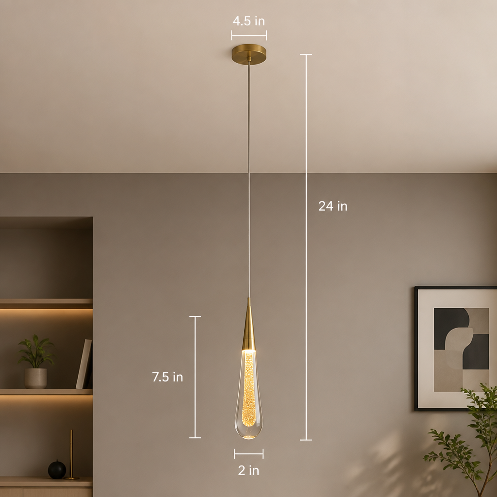 Modern Crystal Glass LED Tear-Drop Pendant Light