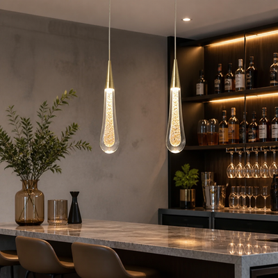 Modern Crystal Glass LED Tear-Drop Pendant Light