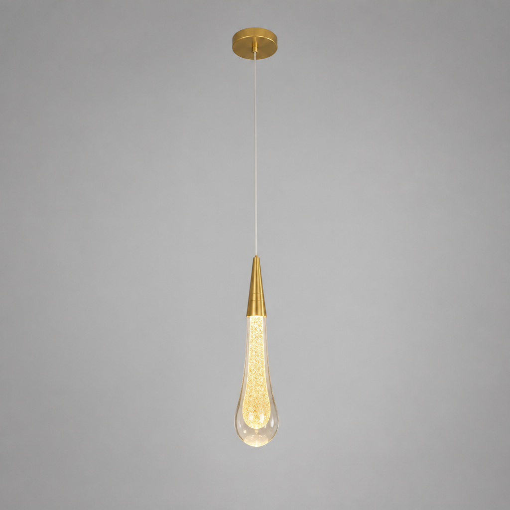 Modern Crystal Glass LED Tear-Drop Pendant Light