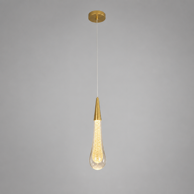 Modern Crystal Glass LED Tear-Drop Pendant Light