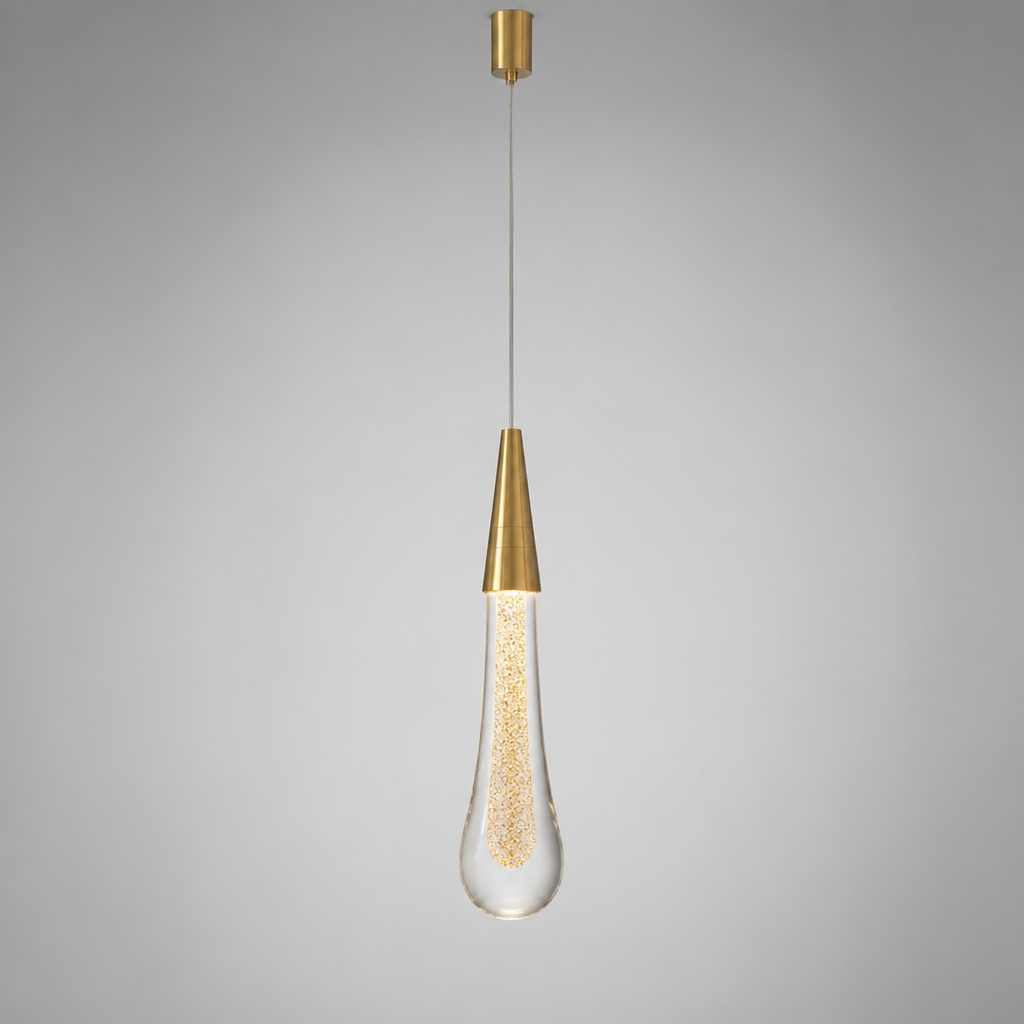 Modern Crystal Glass LED Teardrop Pendant Light