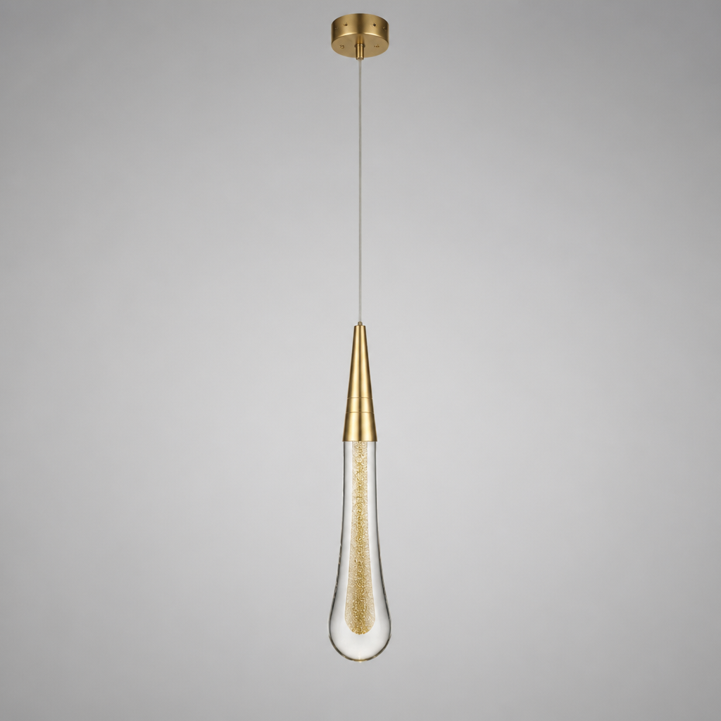 Modern Crystal Glass LED Teardrop Pendant Light