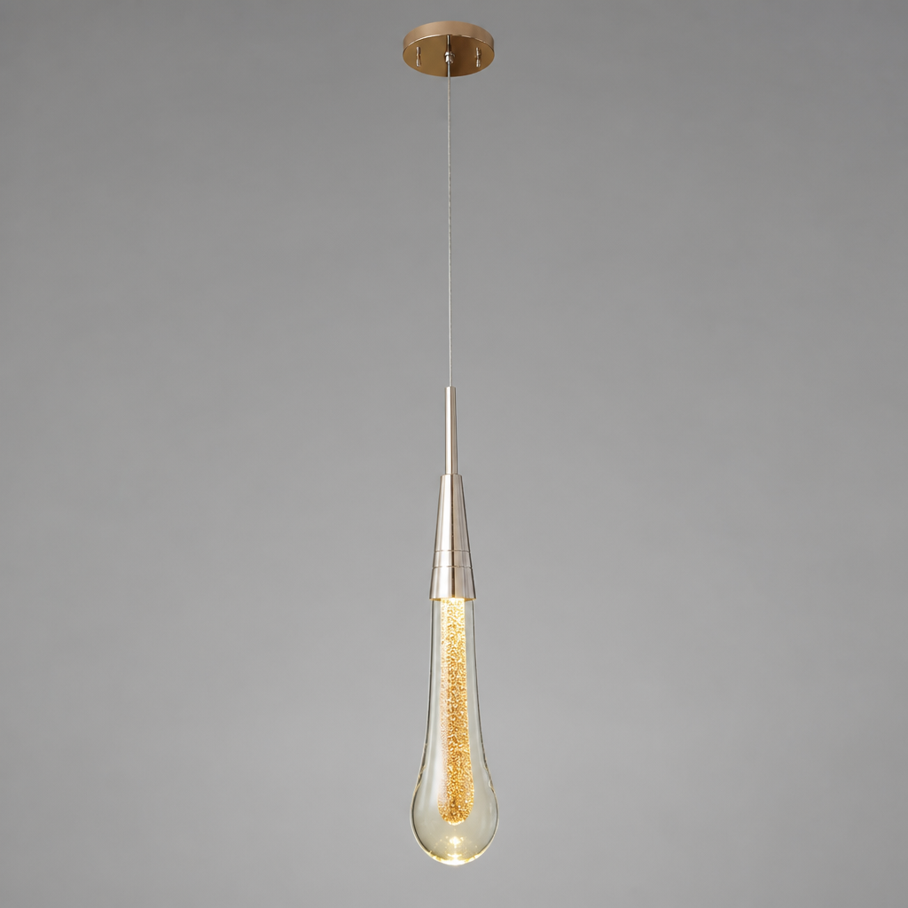 Modern Crystal Glass LED Teardrop Pendant Light