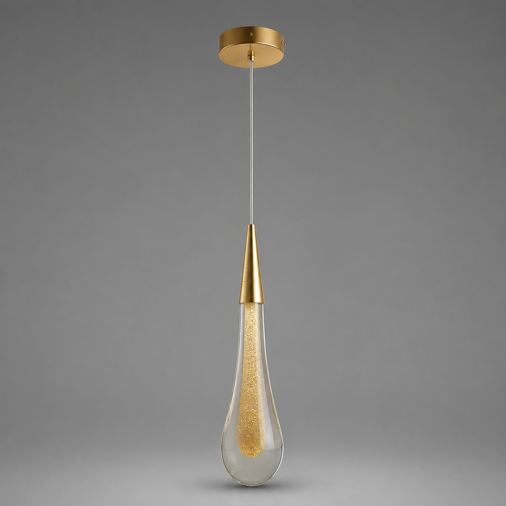 Modern Crystal Glass LED Teardrop Pendant Light