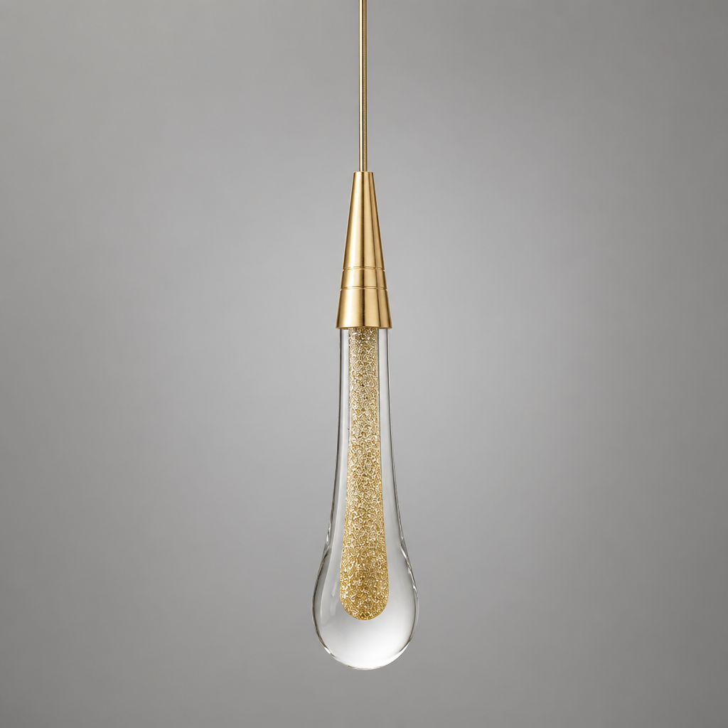 Modern Crystal Glass LED Teardrop Pendant Light