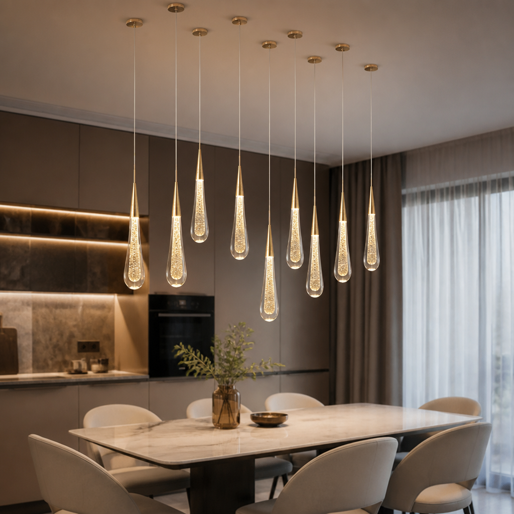 Modern Crystal Glass LED Teardrop Pendant Light