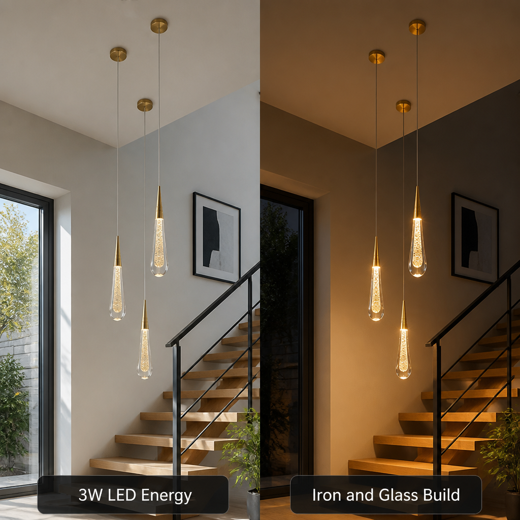 Modern Crystal Glass LED Teardrop Pendant Light