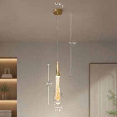 Modern Crystal Glass LED Teardrop Pendant Light