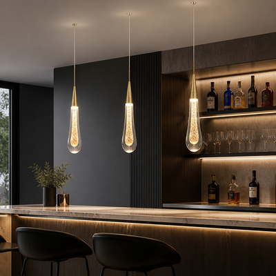 Modern Crystal Glass LED Teardrop Pendant Light
