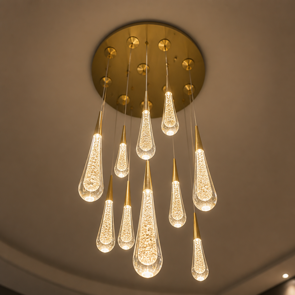 Modern Crystal Glass LED Teardrop Pendant Light