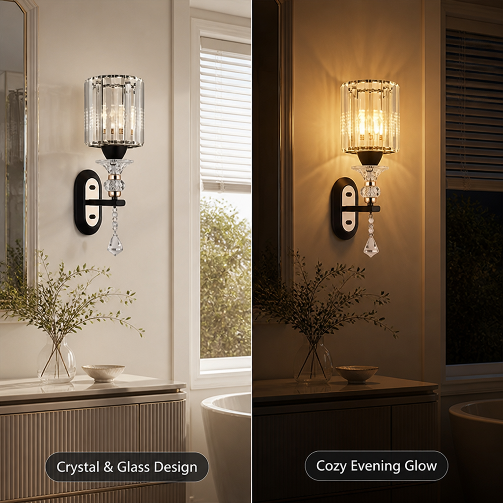 Modern Crystal & Glass Teardrop Wall Sconce