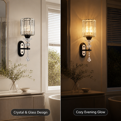 Modern Crystal & Glass Teardrop Wall Sconce