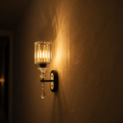 Modern Crystal & Glass Teardrop Wall Sconce