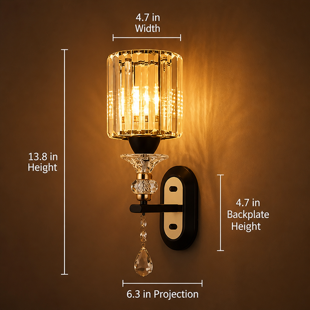 Modern Crystal & Glass Teardrop Wall Sconce