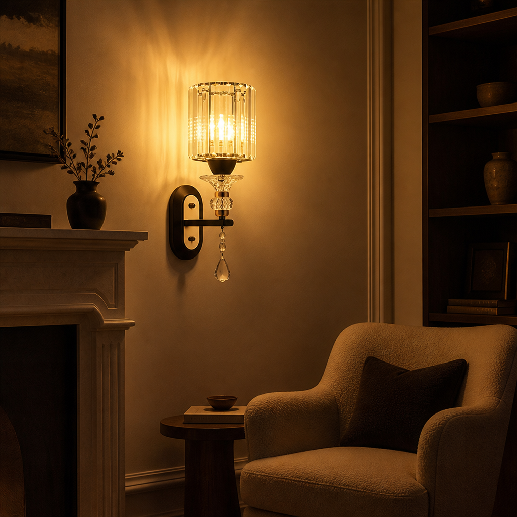 Modern Crystal & Glass Teardrop Wall Sconce