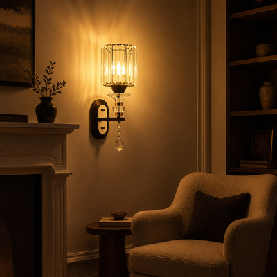 Modern Crystal & Glass Teardrop Wall Sconce