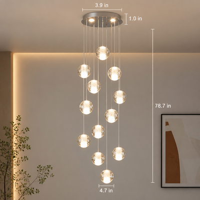 Modern Crystal LED Ball Chandelier