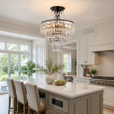 Modern Crystal Semi-Flush Ceiling Light