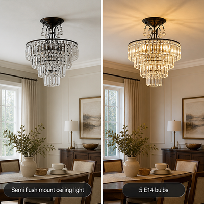 Modern Crystal Semi-Flush Ceiling Light