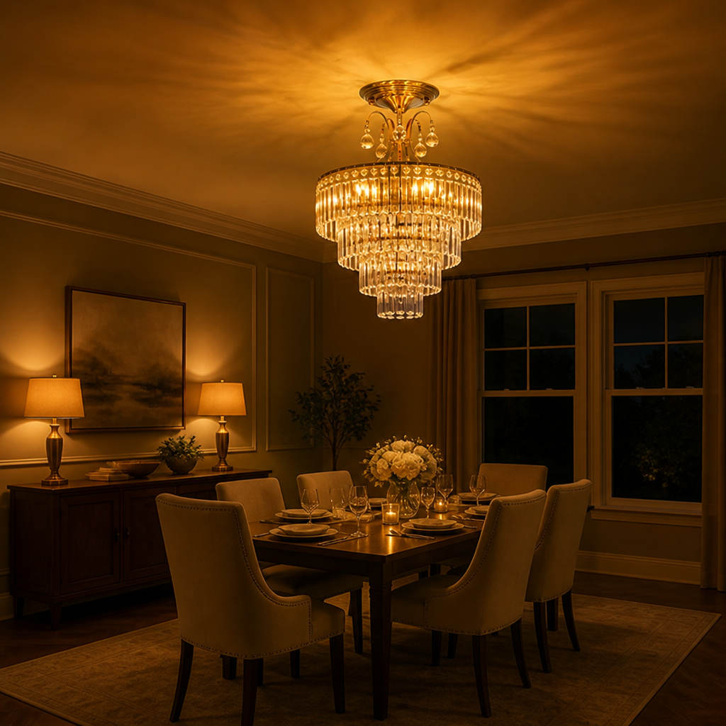Modern Crystal Semi-Flush Ceiling Light