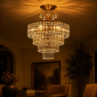 Modern Crystal Semi-Flush Ceiling Light