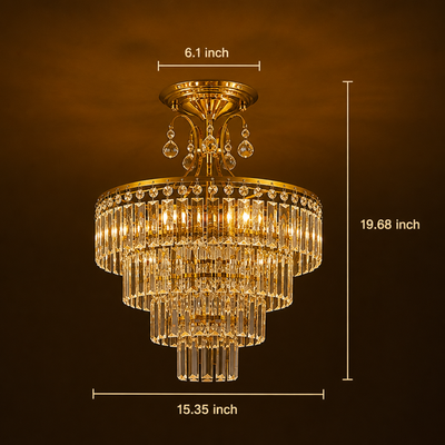 Modern Crystal Semi-Flush Ceiling Light