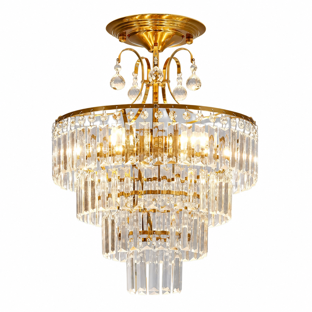 Modern Crystal Semi-Flush Ceiling Light