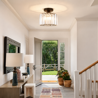 Modern Crystal Semi-Flush Chandelier