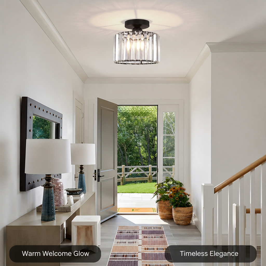 Modern Crystal Semi-Flush Chandelier