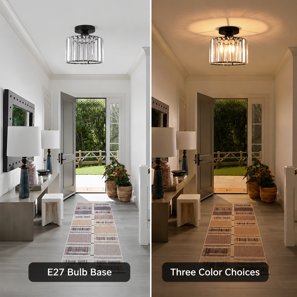 Modern Crystal Semi-Flush Chandelier