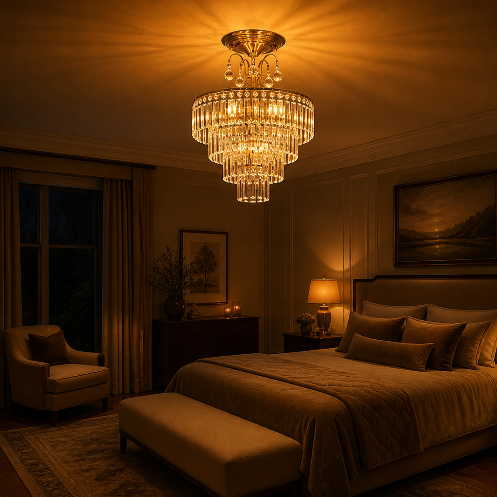 Modern Crystal Semi-Flush Chandelier