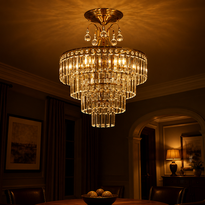 Modern Crystal Semi-Flush Chandelier