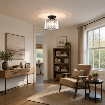 Modern Crystal Semi-Flush Chandelier