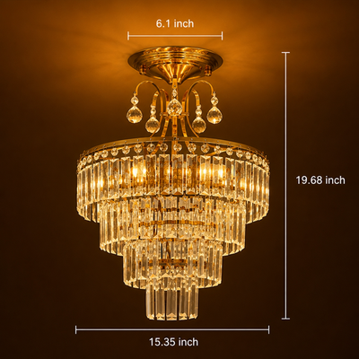Modern Crystal Semi-Flush Chandelier